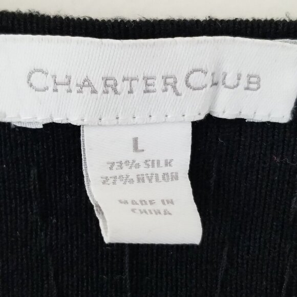 Charter Club Size L Preppy Witchy Cardigan Beading Silk Blend Church Office - Picture 4 of 16